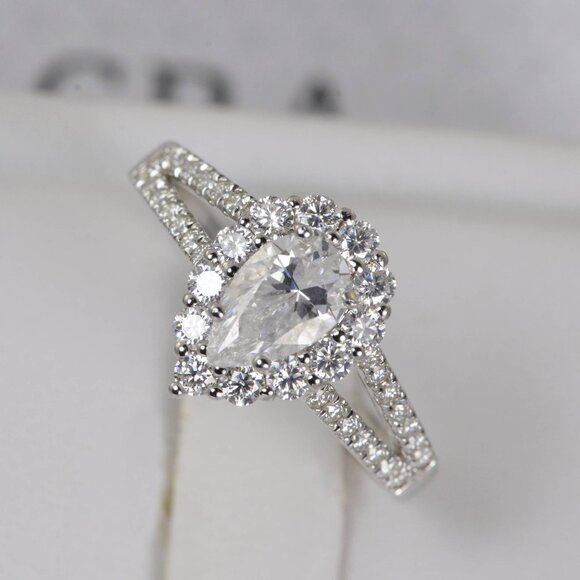 Jewelry - Certified All Moissanite Diamond 3.68ct Pear Cut Engagement Solitaire Ring